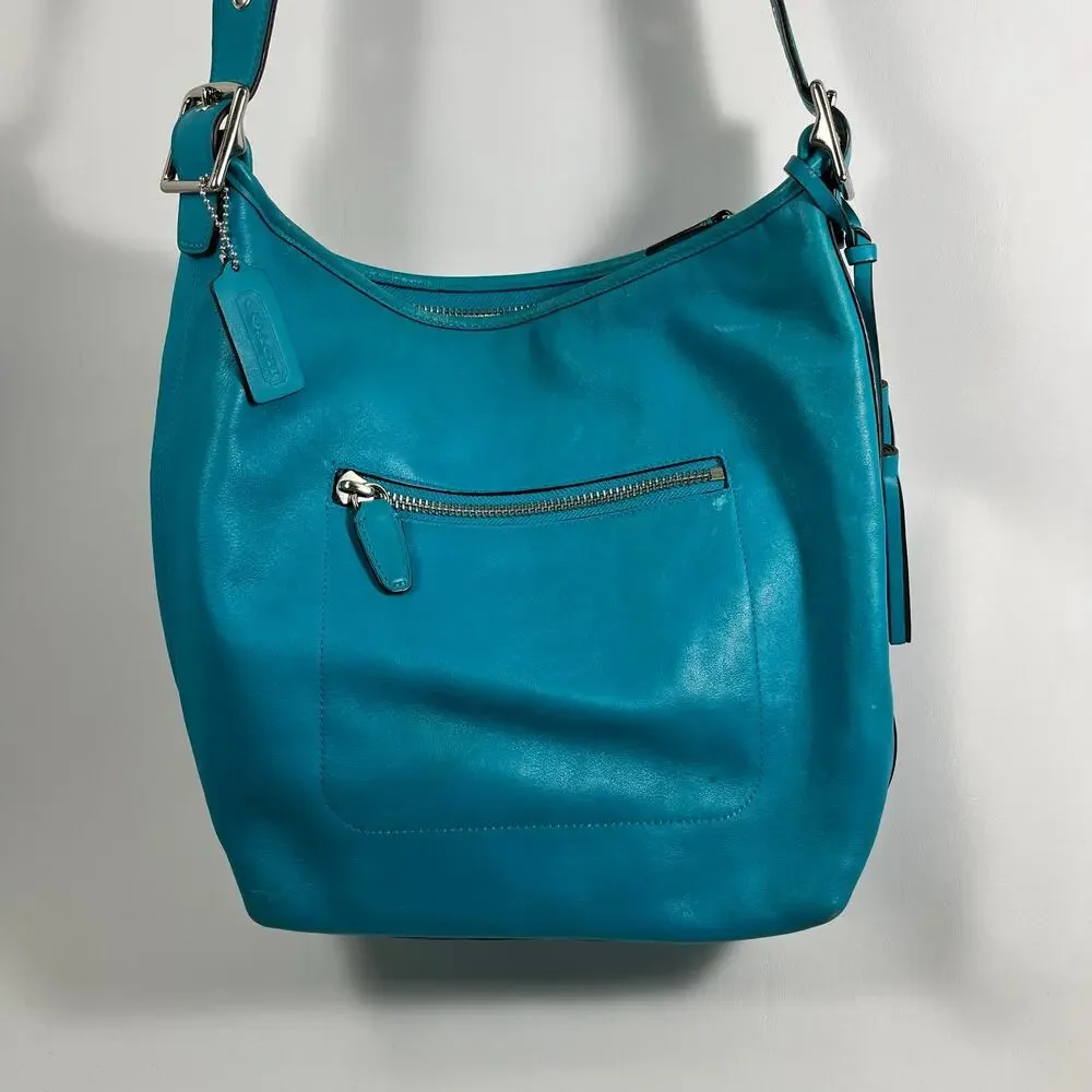 Coach Legacy Leather Duffle Crossbody Bag Turquoise 19889 Classic Preppy